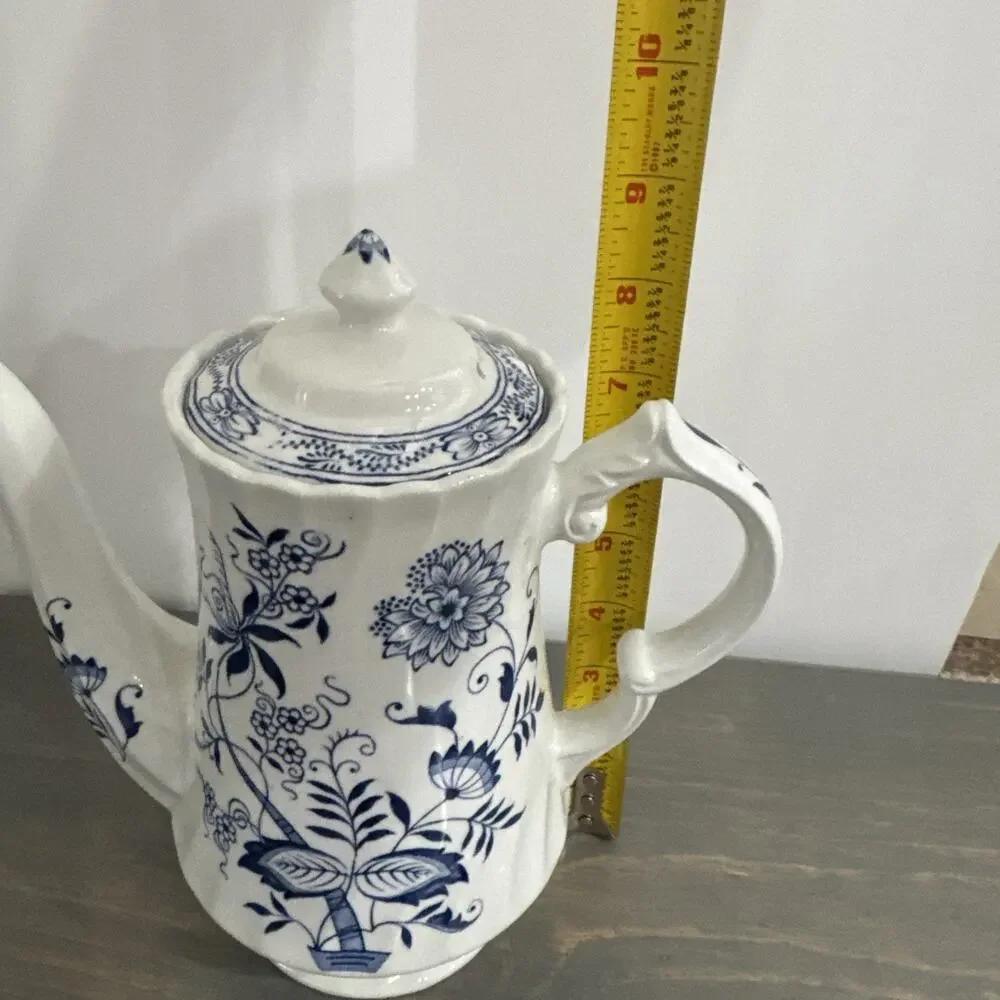 WOODS & SONS IRONSTONE OLD VIENNA / BLUE ONION COFFEE POT 1970